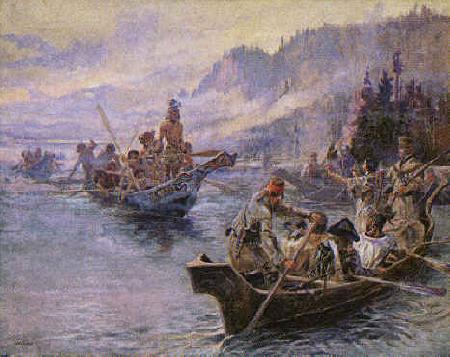 Charles M Russell Lewis and Clark on the Lower Columbia France oil painting art